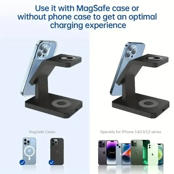 3 In 1 Magnetic Wireless Charger Stand for iPhone 15 14 13 12 Pro Max Apple Watch 1-8 AirPods Fast Charging Station Dock - Image 3