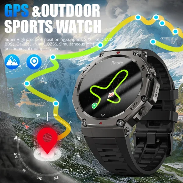 LIGE 2025 New GPS Smartwatch Men 5 ATM Waterproof Built-in Dual-band GNSS Compass Military Sport Bluetooth Call Men Smart Watch - Image 4