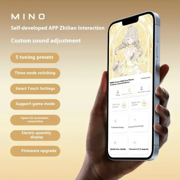 Tanchjim MINO Asano TWS Wireless Bluetooth Earphones 10mm Dynamic Driver 5.3 Earbuds Noise-Cancelling Smart Touch Controls - Image 4