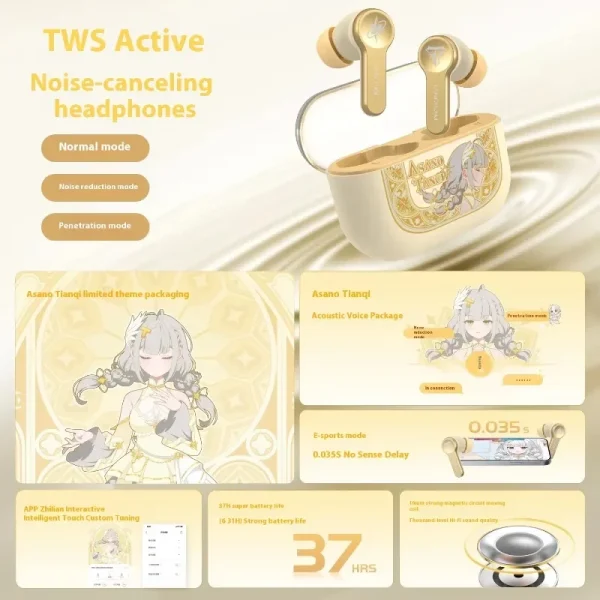 Tanchjim MINO Asano TWS Wireless Bluetooth Earphones 10mm Dynamic Driver 5.3 Earbuds Noise-Cancelling Smart Touch Controls - Image 3