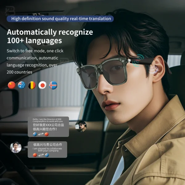 2025 Smart Glasses E13 AI Language Translation Chat Intelligent Bluetooth Call Glasses Touch Headset Real-time Sunglasses Women