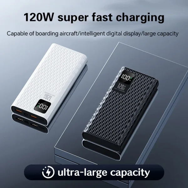 120W Super Fast Charging PowerBank 50000mAh High Capacity Power Bank Portable Digital Display Battery Charger For iPhone Xiaomi - Image 4